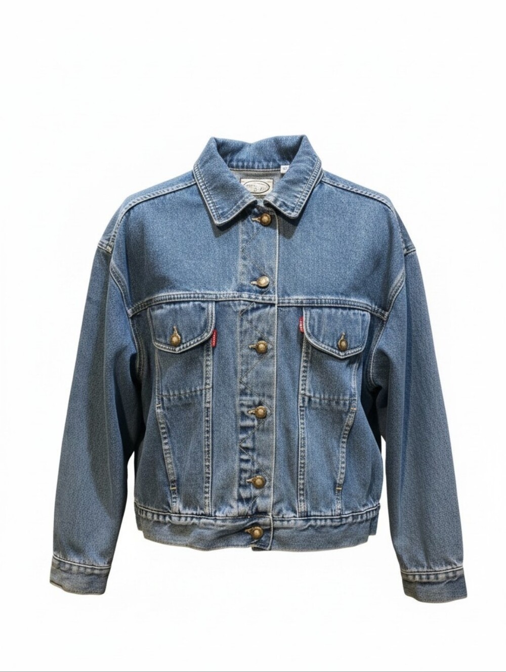 Vintage Bugle Boy Denim Jacket Womens Trucker Jacket Over-Size Small